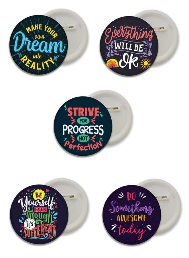 D2C® Plastic Motivational Quotes Round Pin Button Badge - Perfect for Boys, Girls, Men & Women Trendy Batches for Bags, Backpacks Ideal Birthday Gift, Party Favor Size 58mm Multicolor Pack of 5 D13 - Image 1